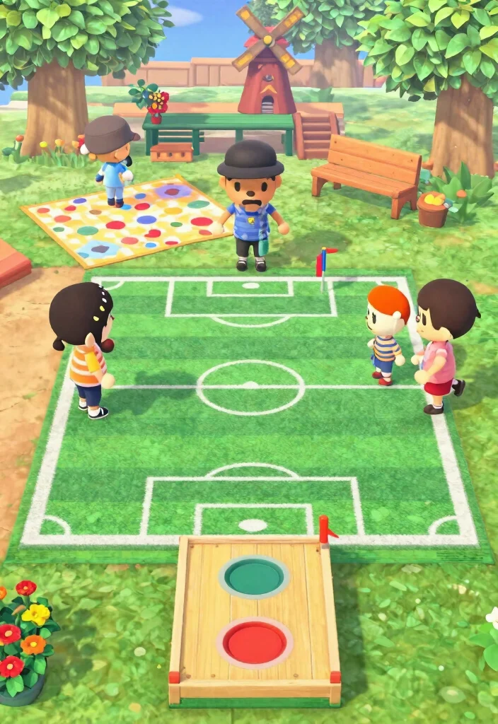 14 Animal Crossing Front Yard Ideas to Inspire Your Island 23 14 Animal Crossing Front Yard Ideas to Inspire Your Island - 3. Playful Outdoor Games Area 1