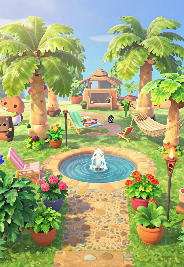 14 Animal Crossing Front Yard Ideas to Inspire Your Island 35 14 Animal Crossing Front Yard Ideas to Inspire Your Island - 5. Tropical Oasis 1