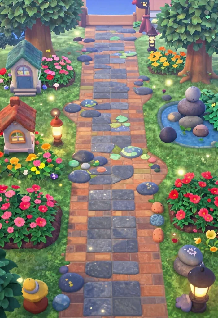 14 Animal Crossing Front Yard Ideas to Inspire Your Island 36 14 Animal Crossing Front Yard Ideas to Inspire Your Island - 6. Artistic Garden Pathway 1
