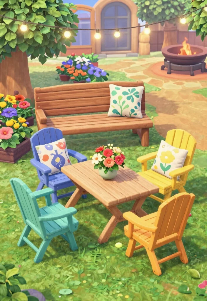 14 Animal Crossing Front Yard Ideas to Inspire Your Island 47 14 Animal Crossing Front Yard Ideas to Inspire Your Island - 7. Charming Garden Furniture 1
