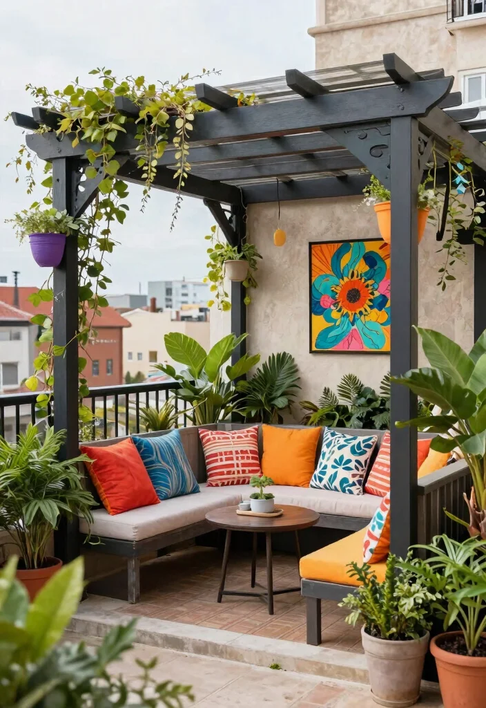 14 Balcony Pergola Ideas for Shade & Style - 14. Customized Pergola with Personal Touches 1