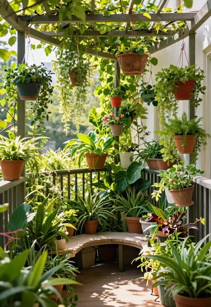 14 Balcony Pergola Ideas for Shade & Style - 4. Vertical Garden Pergola 1