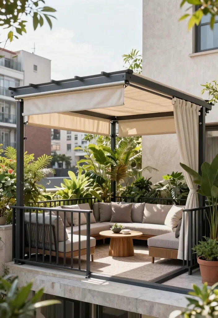 14 Balcony Pergola Ideas for Shade & Style - 8. Convertible Pergola 1