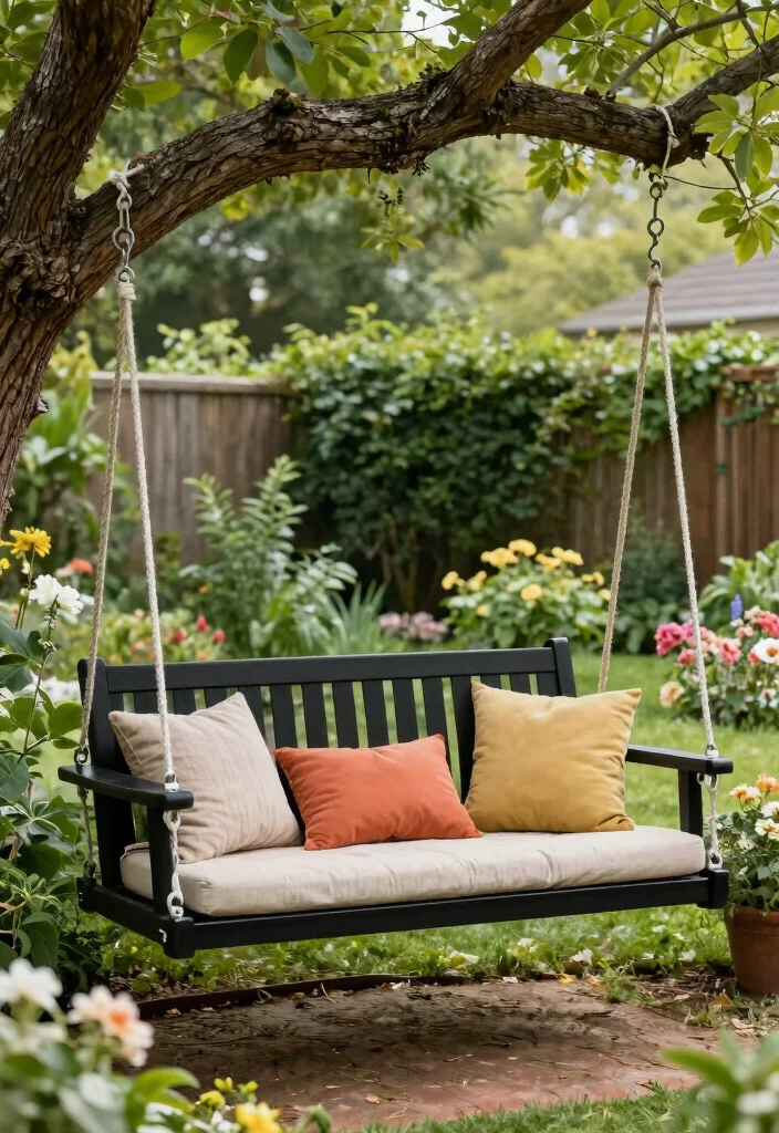 14 Black Patio Furniture Ideas That Look Sleek & Chic 40 14 Black Patio Furniture Ideas That Look Sleek & Chic - 10. Black Patio Swing 1