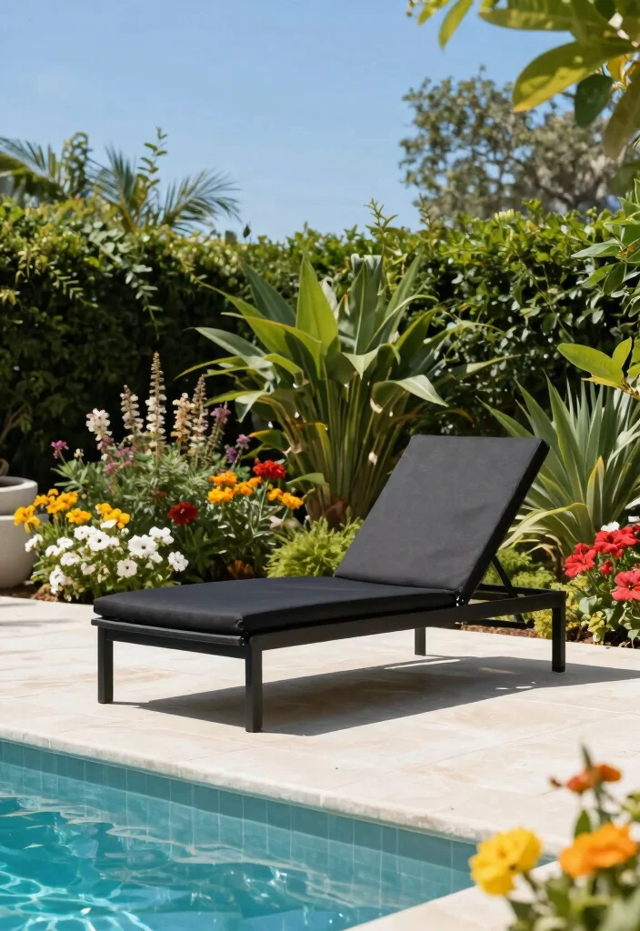 14 Black Patio Furniture Ideas That Look Sleek & Chic 64 14 Black Patio Furniture Ideas That Look Sleek & Chic - 14. Black Sun Lounger 1