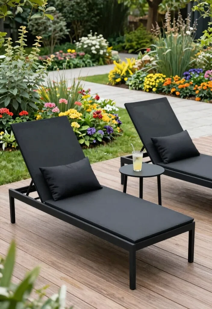 14 Black Patio Furniture Ideas That Look Sleek & Chic 12 14 Black Patio Furniture Ideas That Look Sleek & Chic - 2. Minimalist Black Lounge Chairs 1