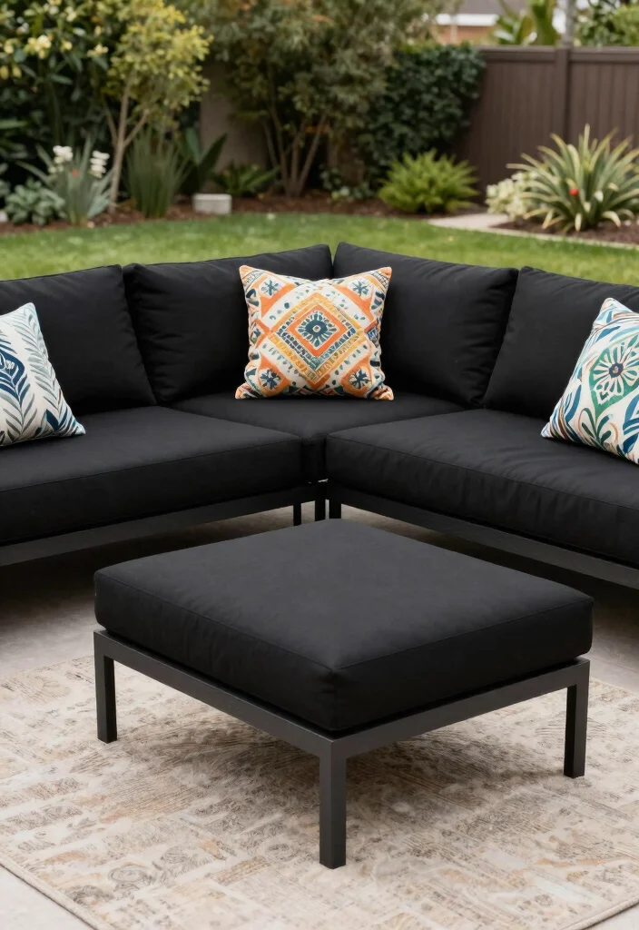 14 Black Patio Furniture Ideas That Look Sleek & Chic 35 14 Black Patio Furniture Ideas That Look Sleek & Chic - 5. Stylish Black Outdoor Sectional 1