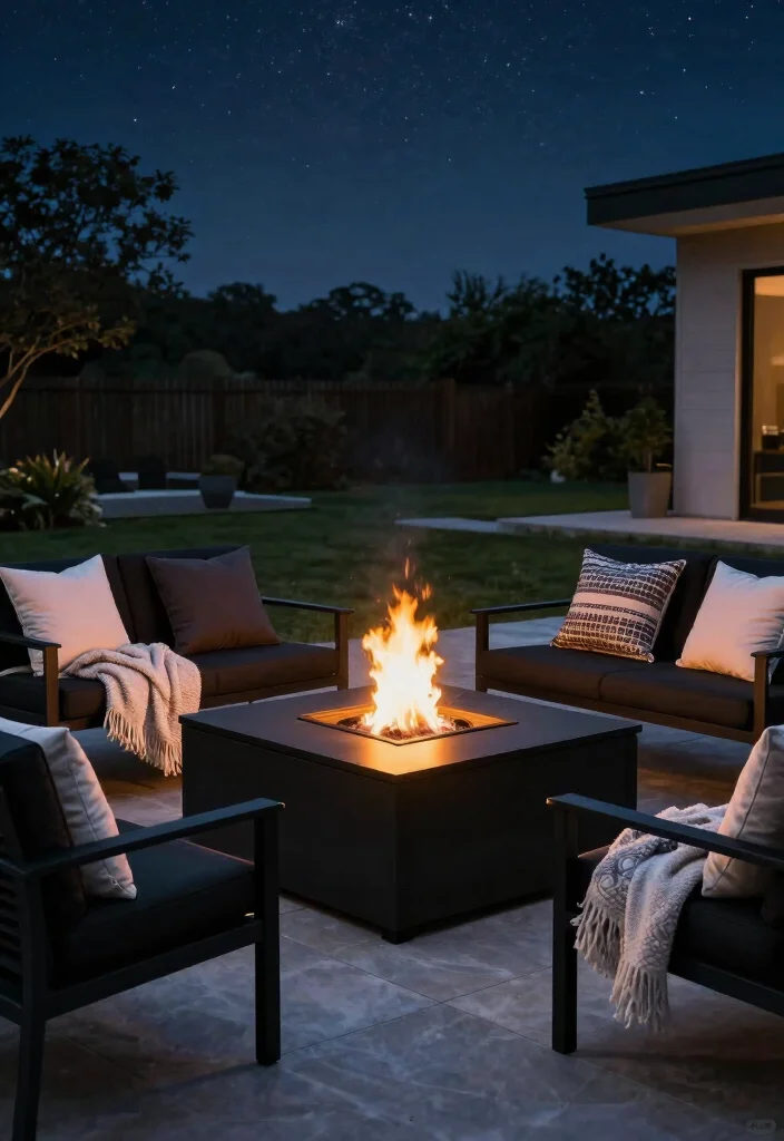 14 Black Patio Furniture Ideas That Look Sleek & Chic 38 14 Black Patio Furniture Ideas That Look Sleek & Chic - 8. Modern Black Fire Pit 1