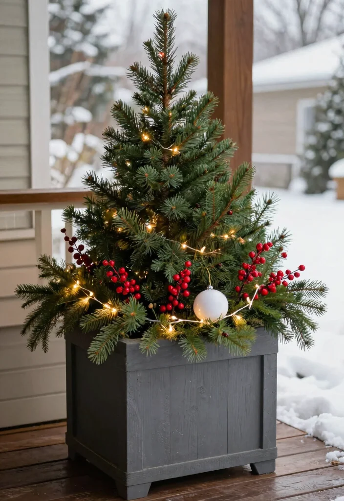 14 Christmas Outdoor Planter Ideas That Sparkle With Festive Charm - 1. Evergreen Elegance 1