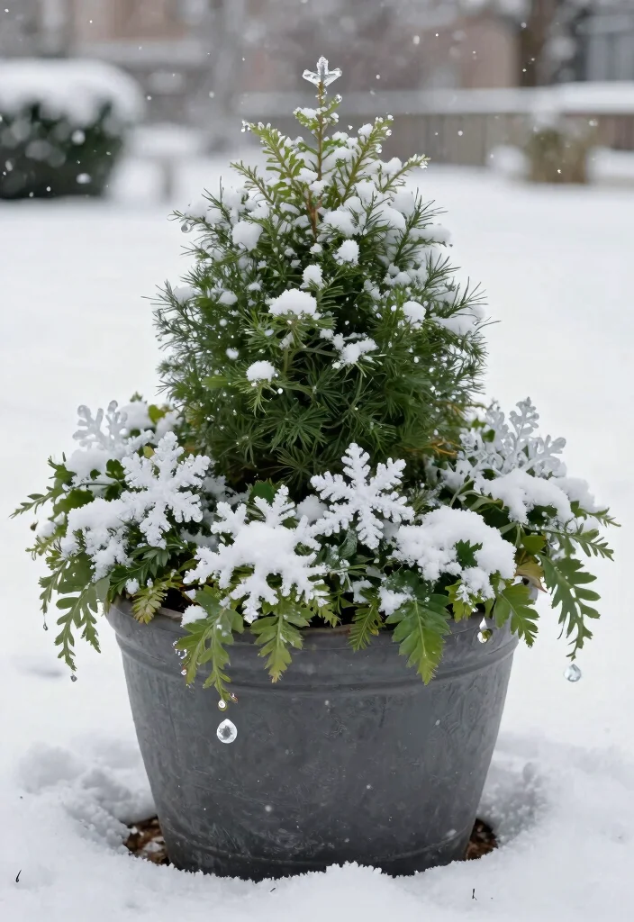 14 Christmas Outdoor Planter Ideas That Sparkle With Festive Charm - 14. Snowy Winter Wonder 1
