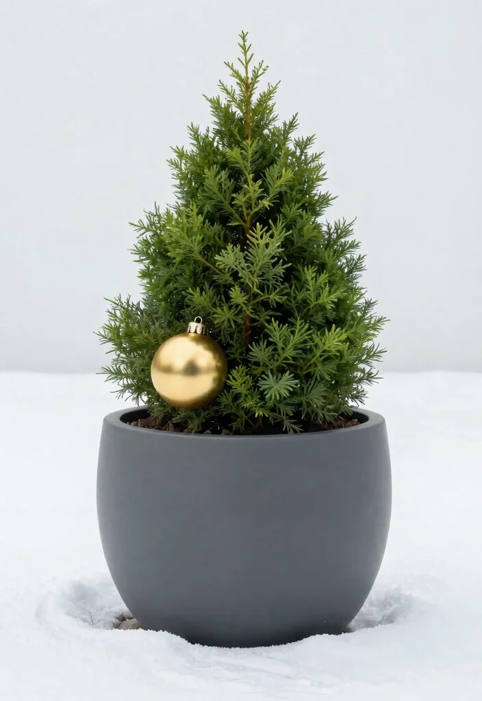 14 Christmas Outdoor Planter Ideas That Sparkle With Festive Charm - 5. Minimalist Winter Greens 1