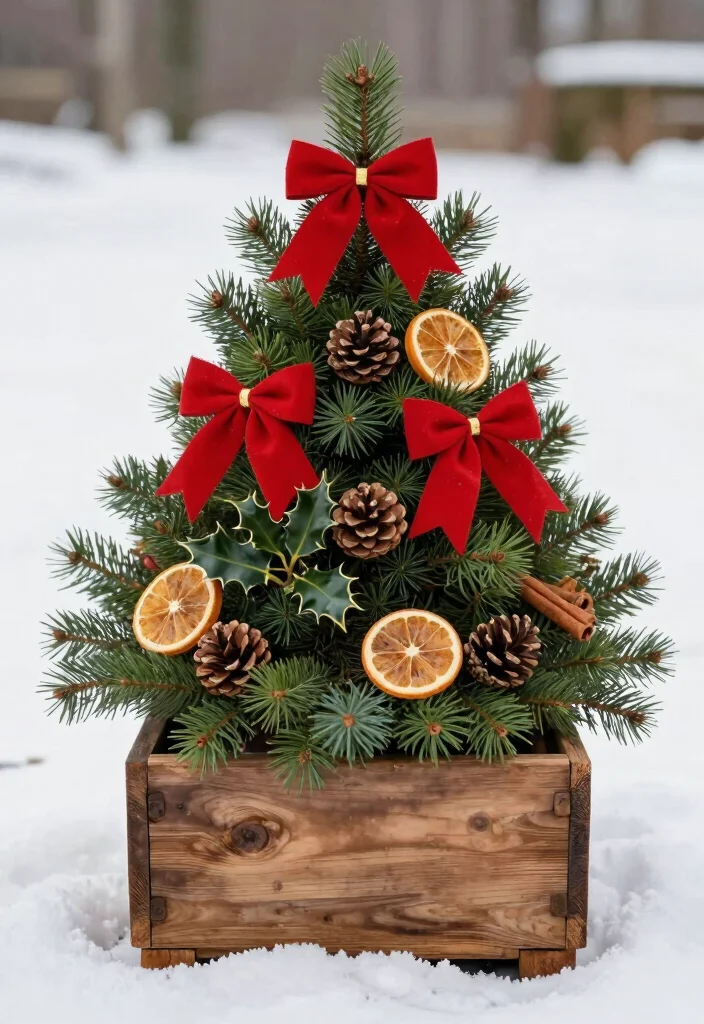 14 Christmas Outdoor Planter Ideas That Sparkle With Festive Charm - 6. Festive Containers with Natural Elements 1