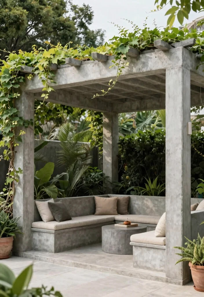 14 Concrete Backyard Ideas That Look Modern & Stylish 54 14 Concrete Backyard Ideas That Look Modern & Stylish - 14. Concrete Shade Structures 1