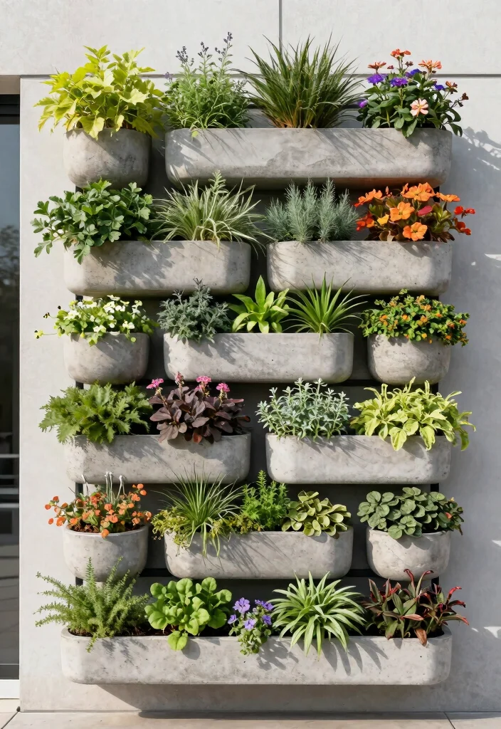 14 Concrete Backyard Ideas That Look Modern & Stylish 13 14 Concrete Backyard Ideas That Look Modern & Stylish - 3. Vertical Concrete Gardens 1