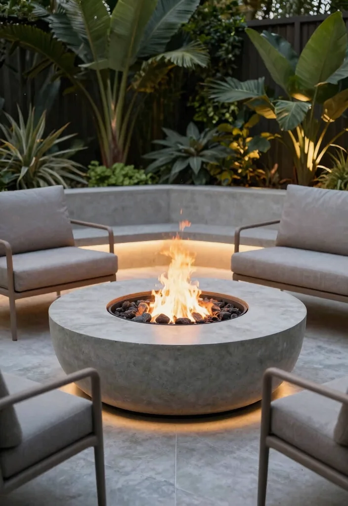 14 Concrete Backyard Ideas That Look Modern & Stylish 14 14 Concrete Backyard Ideas That Look Modern & Stylish - 4. Concrete Fire Pits 1