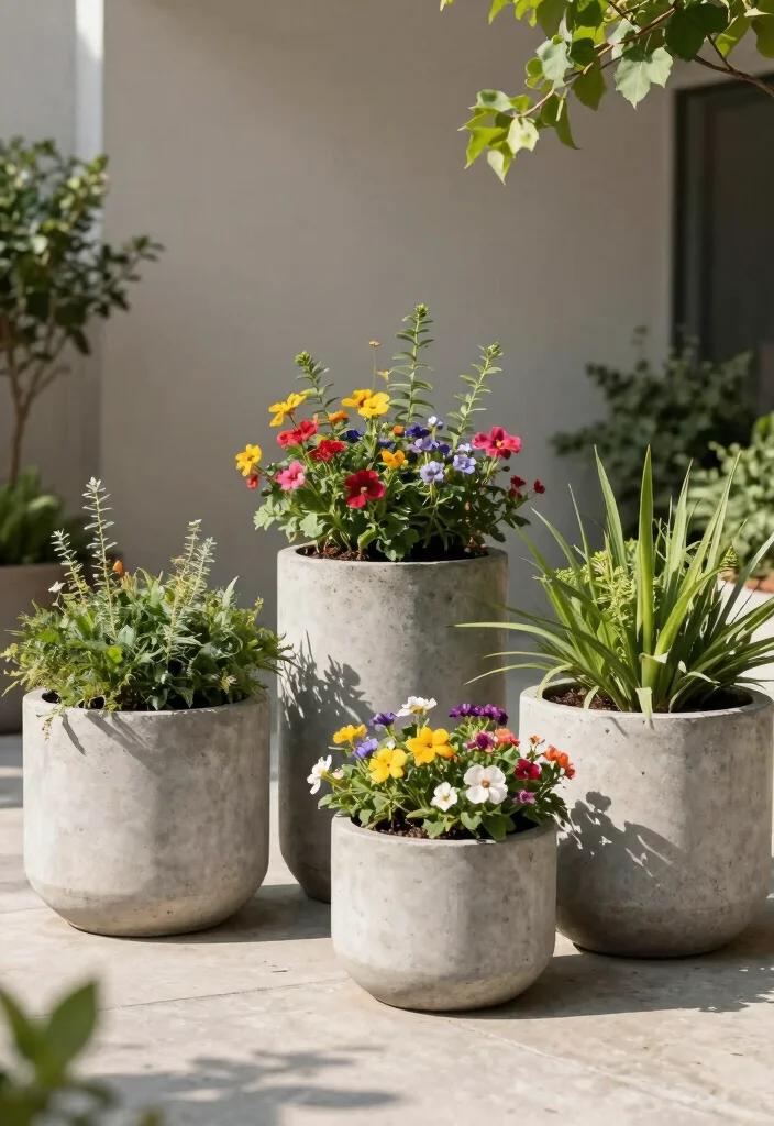 14 Concrete Backyard Ideas That Look Modern & Stylish 26 14 Concrete Backyard Ideas That Look Modern & Stylish - 6. Concrete Planters 1