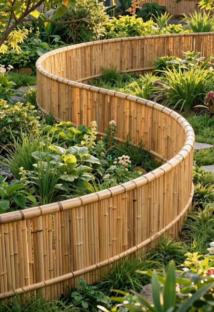 14 Curved Patio Ideas That Add Soft 64 14 Curved Patio Ideas That Add Soft - 14. Curving Bamboo Fencing 1