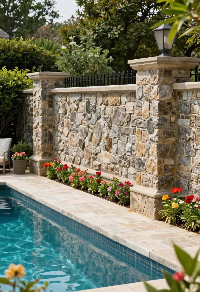 14 Pool Fence Ideas Australia Homeowners Are Choosing 50 14 Pool Fence Ideas Australia Homeowners Are Choosing - 10. Traditional Stone Fencing 1