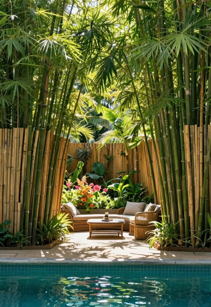 14 Pool Fence Ideas Australia Homeowners Are Choosing 14 14 Pool Fence Ideas Australia Homeowners Are Choosing - 4. Eco-Friendly Bamboo Fencing 1