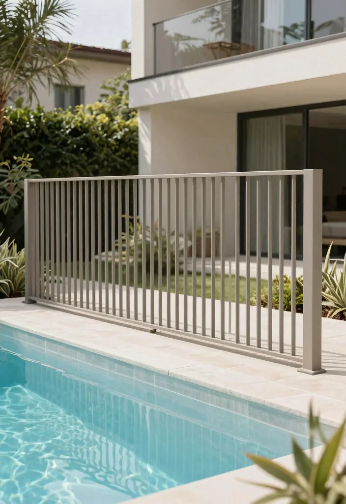14 Pool Fence Ideas Australia Homeowners Are Choosing 26 14 Pool Fence Ideas Australia Homeowners Are Choosing - 6. Minimalist Metal Fencing 1