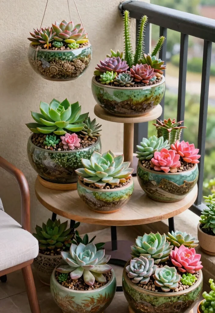 14 Room Balcony Ideas That Feel Cozy & Bright 50 14 Room Balcony Ideas That Feel Cozy & Bright - 10. Succulent Display 1