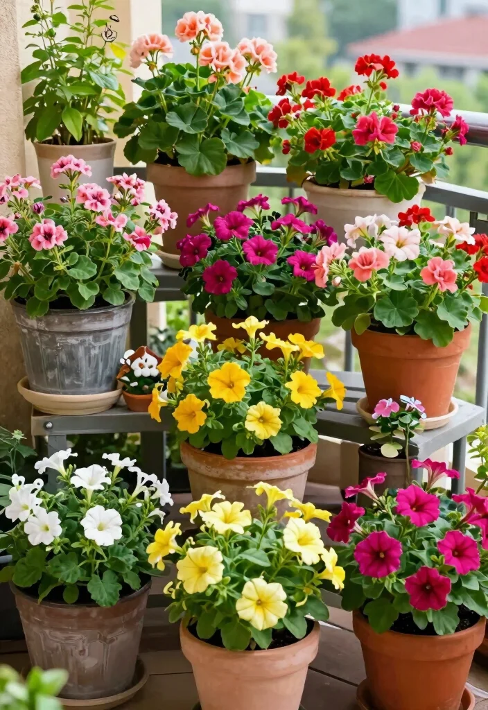 14 Room Balcony Ideas That Feel Cozy & Bright 36 14 Room Balcony Ideas That Feel Cozy & Bright - 6. Colorful Container Garden 1