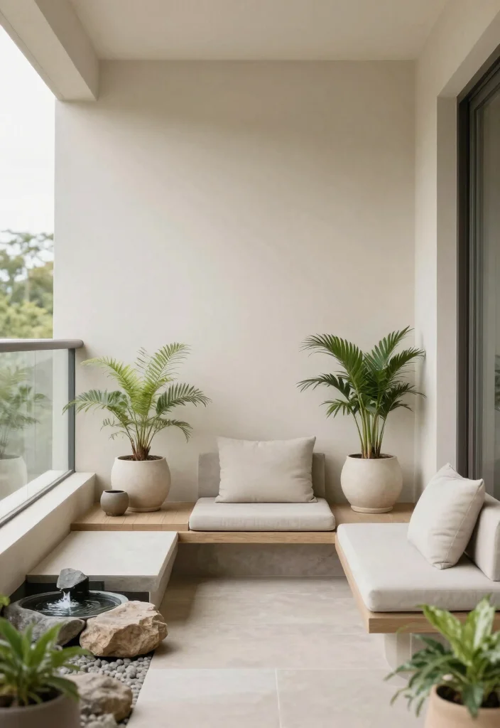 14 Room Balcony Ideas That Feel Cozy & Bright 37 14 Room Balcony Ideas That Feel Cozy & Bright - 7. Minimalist Zen Balcony 1