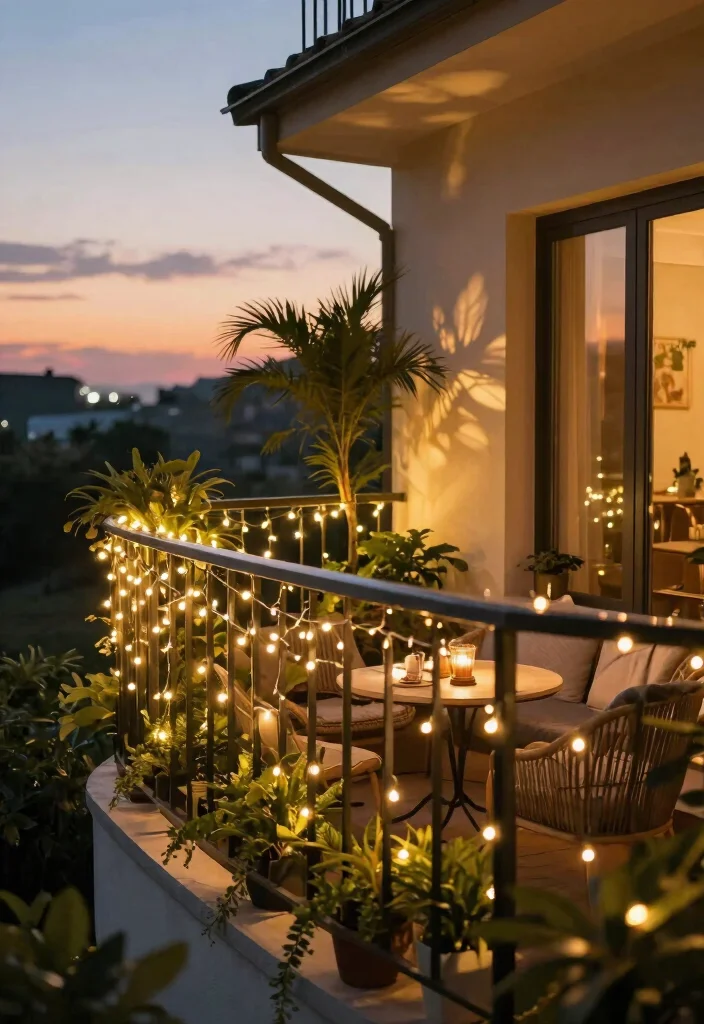 14 Room Balcony Ideas That Feel Cozy & Bright 48 14 Room Balcony Ideas That Feel Cozy & Bright - 8. Fairy Light Magic 1