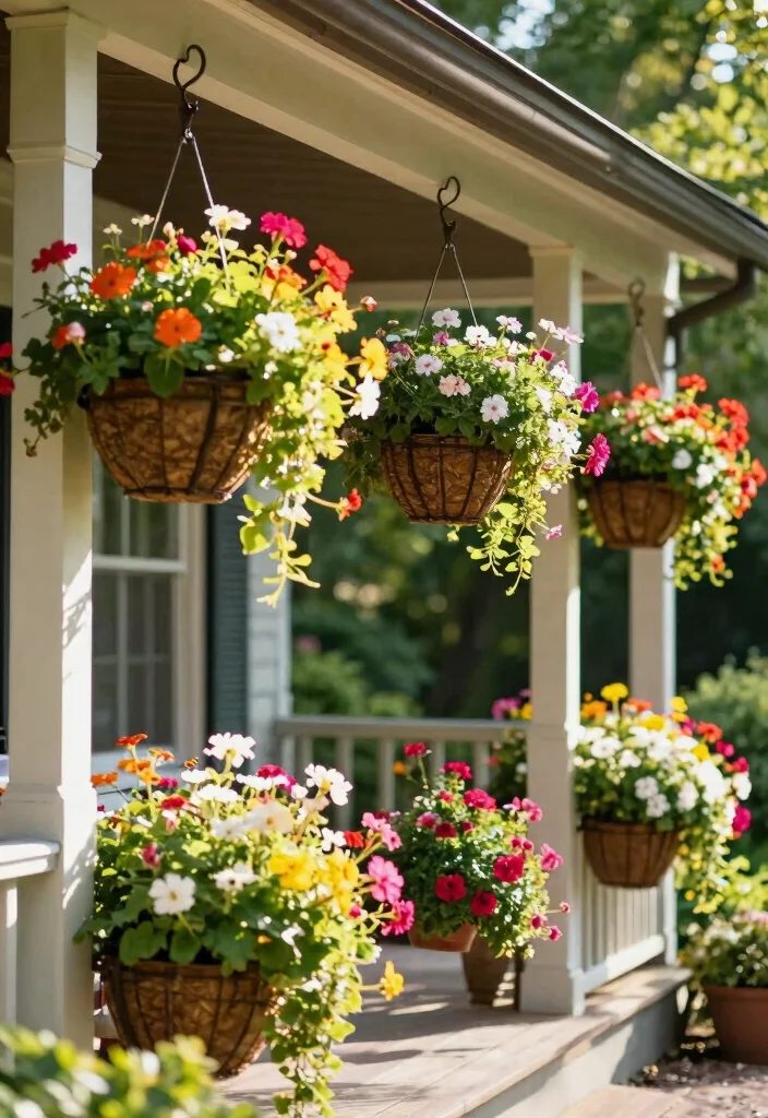 14 Summer Front Porch Ideas for a Bright Seasonal Refresh 59 14 Summer Front Porch Ideas for a Bright Seasonal Refresh - 9. Hanging Baskets 1