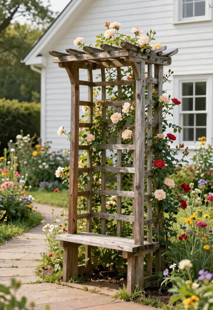 14 Trellis Ideas Front of House That Add Instant Charm 1 14 Trellis Ideas Front of House That Add Instant Charm - 1. Rustic Wooden Trellis 1