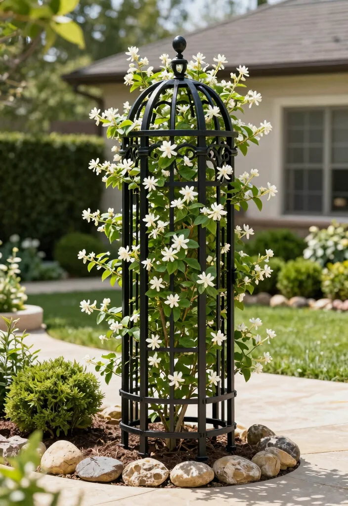 14 Trellis Ideas Front of House That Add Instant Charm 12 14 Trellis Ideas Front of House That Add Instant Charm - 2. Elegant Metal Trellis 1