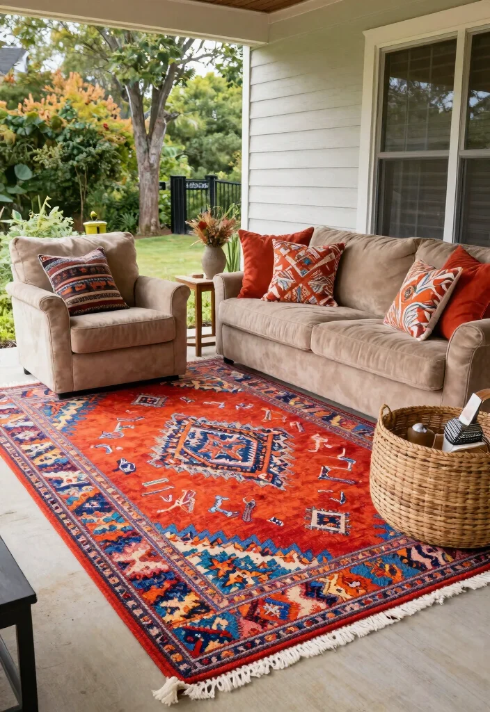 14 Uncovered Front Porch Ideas That Feel Open & Airy 52 14 Uncovered Front Porch Ideas That Feel Open & Airy - 12. Outdoor Rugs for Comfort 1
