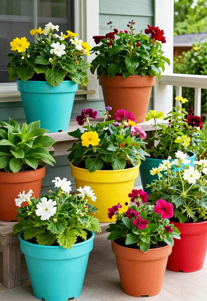 14 Uncovered Front Porch Ideas That Feel Open & Airy 36 14 Uncovered Front Porch Ideas That Feel Open & Airy - 6. Colorful Planters 1