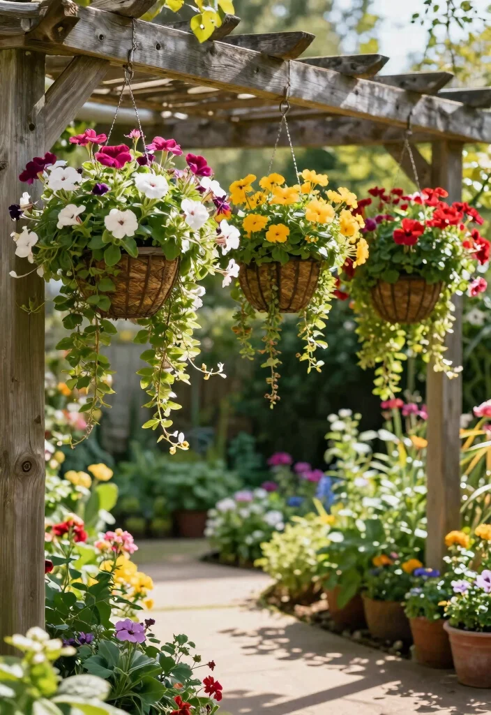 15 Backyard Layout Ideas That Maximize Space Beautifully 16 15 Backyard Layout Ideas That Maximize Space Beautifully - 6. Hanging Garden Baskets for Vertical Appeal 1