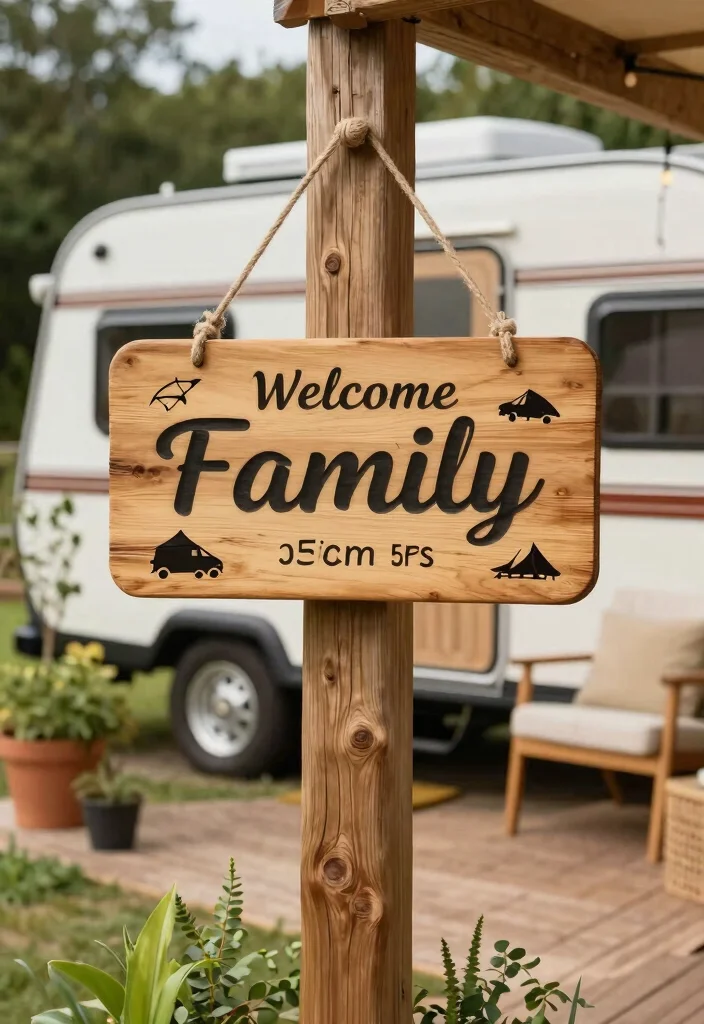 15 Camper Patio Ideas That Upgrade Your Campsite Vibes 65 15 Camper Patio Ideas That Upgrade Your Campsite Vibes - 15. Personalized Welcome Signs 1