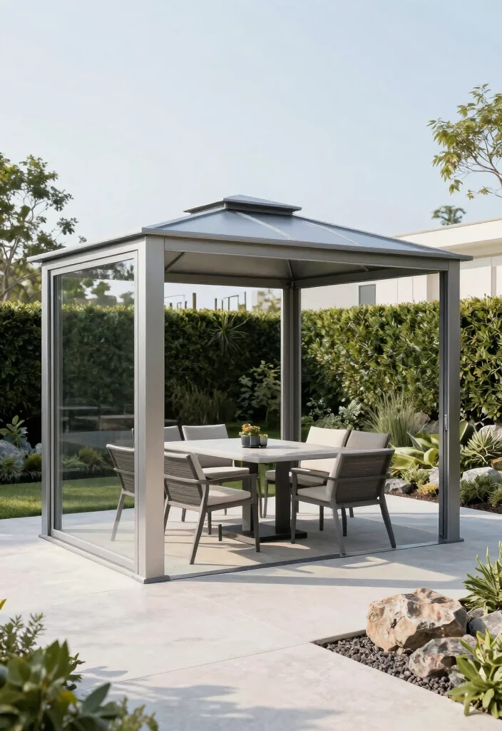 15 Gazebo Ideas Backyard Outdoor Lovers Will Adore - 2. Minimalist Metal Gazebo 1