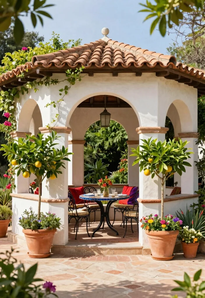 15 Gazebo Ideas Backyard Outdoor Lovers Will Adore - 8. Mediterranean-Style Gazebo 1