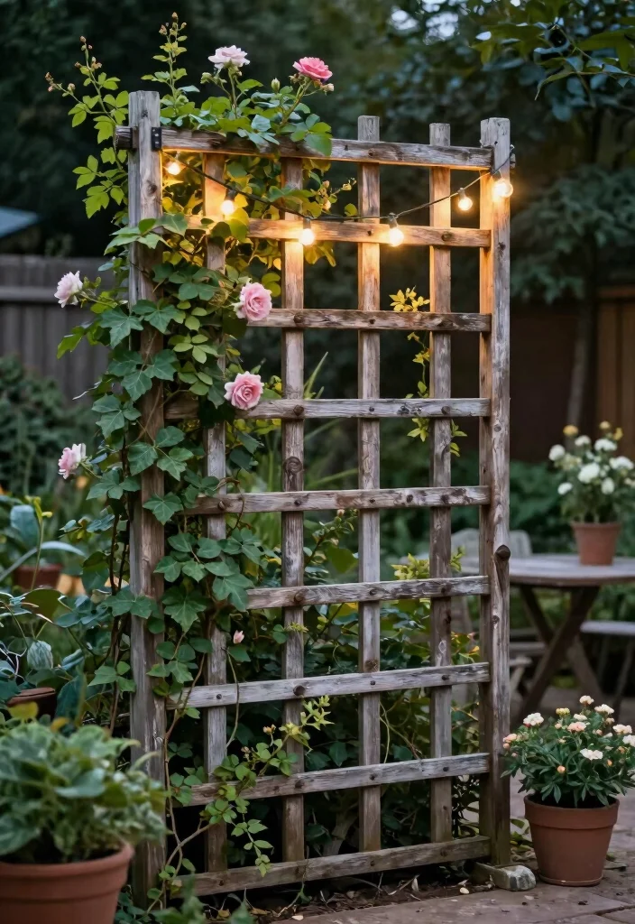 15 Lattice Fence Ideas That Add Charm & Privacy 3 15 Lattice Fence Ideas That Add Charm & Privacy - 3. Rustic Trellis-Lattice Combo 1