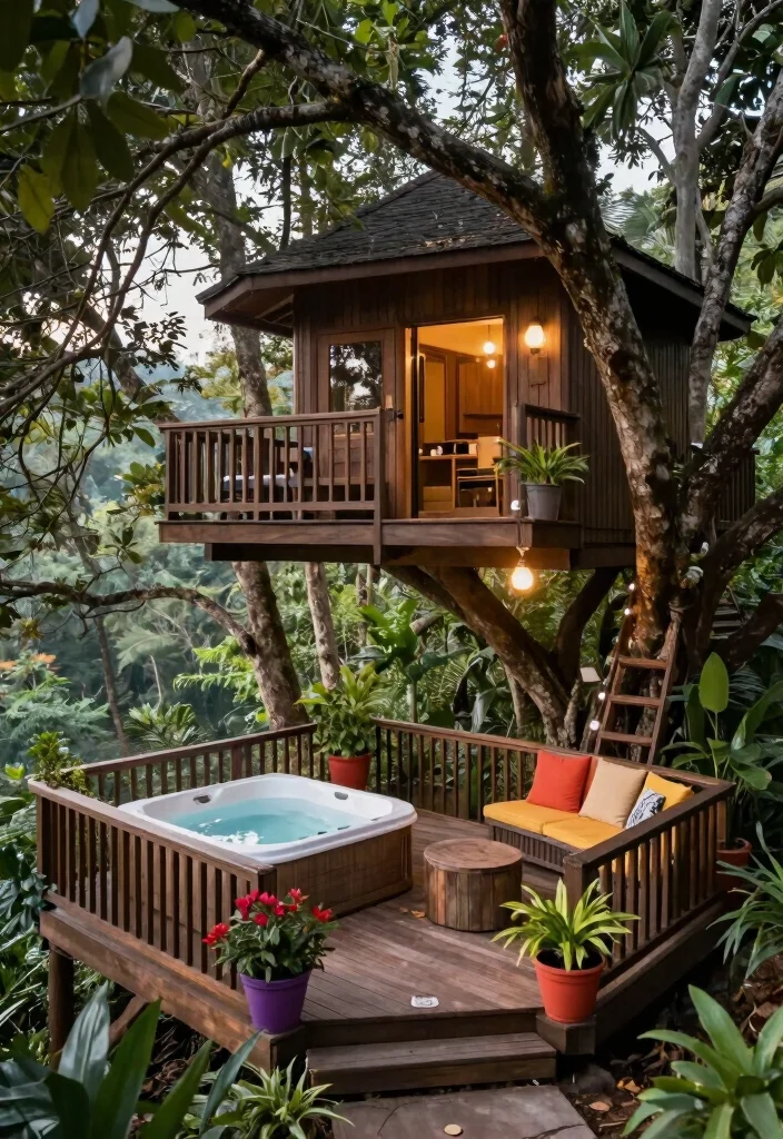 15 Outdoor Hot Tub Ideas That Feel Like a Private Spa 50 15 Outdoor Hot Tub Ideas That Feel Like a Private Spa - 10. Elevated Treehouse Spa Experience 1