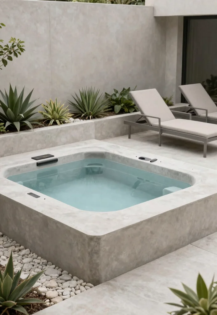 15 Outdoor Hot Tub Ideas That Feel Like a Private Spa 23 15 Outdoor Hot Tub Ideas That Feel Like a Private Spa - 3. Elegant Modern Minimalism 1
