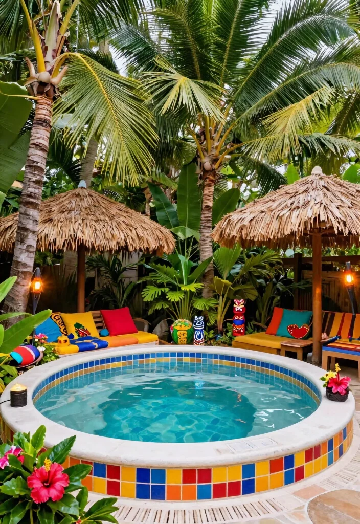 15 Outdoor Hot Tub Ideas That Feel Like a Private Spa 34 15 Outdoor Hot Tub Ideas That Feel Like a Private Spa - 4. Lush Tropical Oasis 1