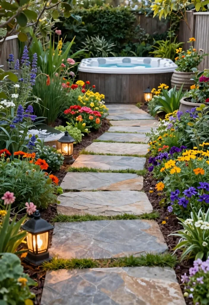 15 Outdoor Hot Tub Ideas That Feel Like a Private Spa 46 15 Outdoor Hot Tub Ideas That Feel Like a Private Spa - 6. Garden Pathway to Serenity 1