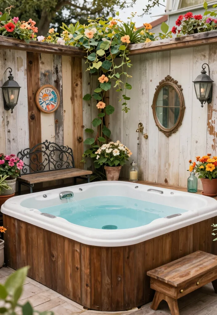15 Outdoor Hot Tub Ideas That Feel Like a Private Spa 49 15 Outdoor Hot Tub Ideas That Feel Like a Private Spa - 9. Vintage Charm with a Hot Tub 1