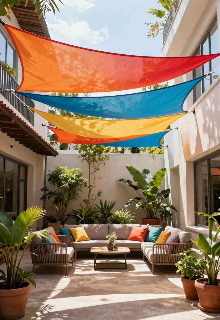 15 Patio Pergola Ideas for Stylish Outdoor Shade 40 15 Patio Pergola Ideas for Stylish Outdoor Shade - 10. Simple Shade Sail Installation 1