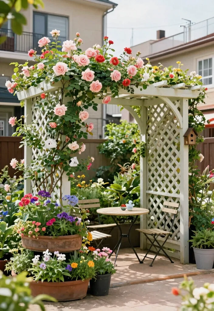 15 Patio Pergola Ideas for Stylish Outdoor Shade 12 15 Patio Pergola Ideas for Stylish Outdoor Shade - 2. Lattice-Style Pergola for Vertical Gardens 1