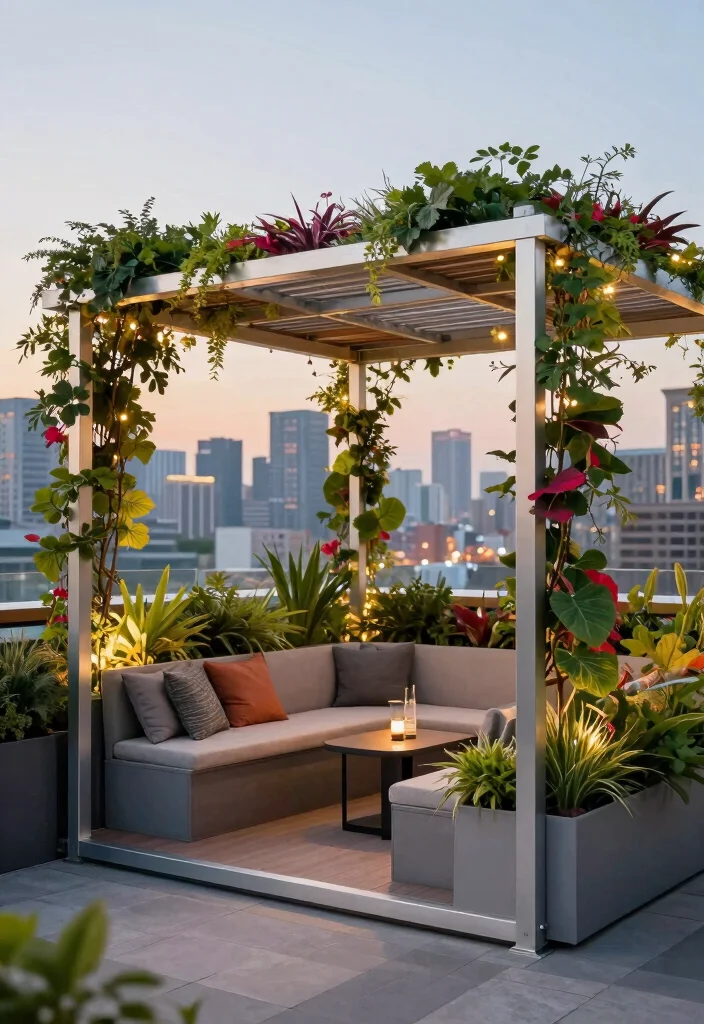 15 Patio Pergola Ideas for Stylish Outdoor Shade 38 15 Patio Pergola Ideas for Stylish Outdoor Shade - 8. Urban Rooftop Pergola 1