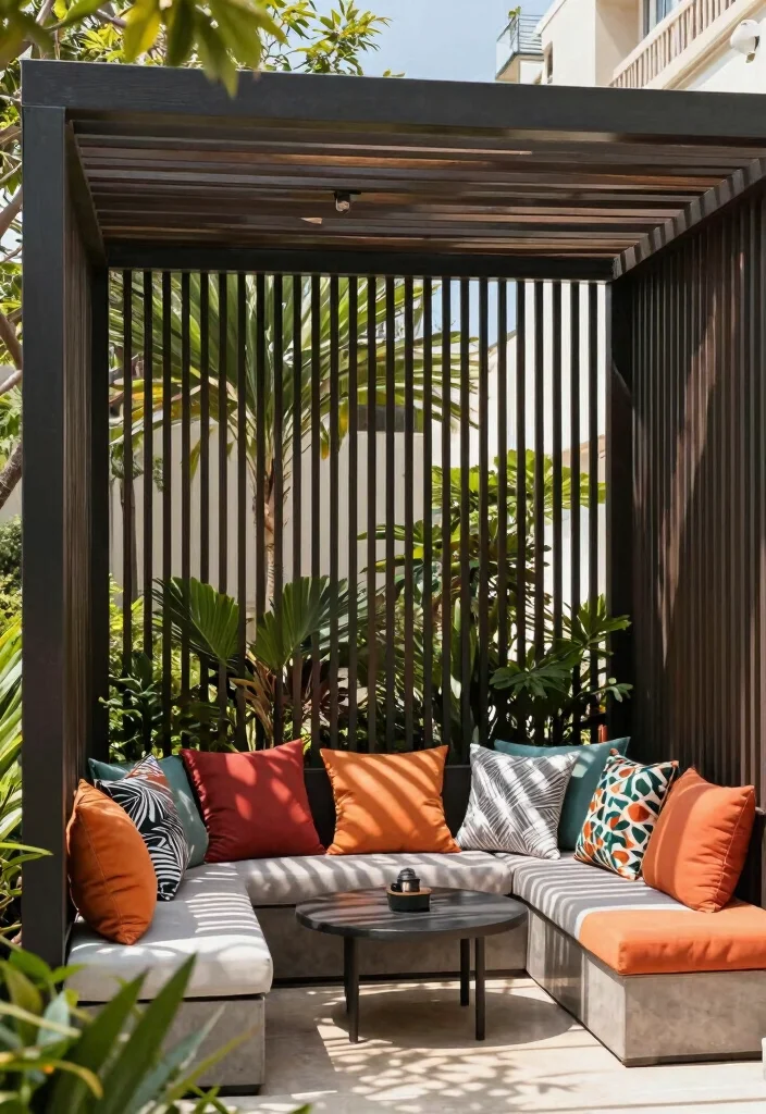 15 Pergola Roofing Ideas That Add Shade & Style 52 15 Pergola Roofing Ideas That Add Shade & Style - 12. Vertical Slats for Partial Shade 1