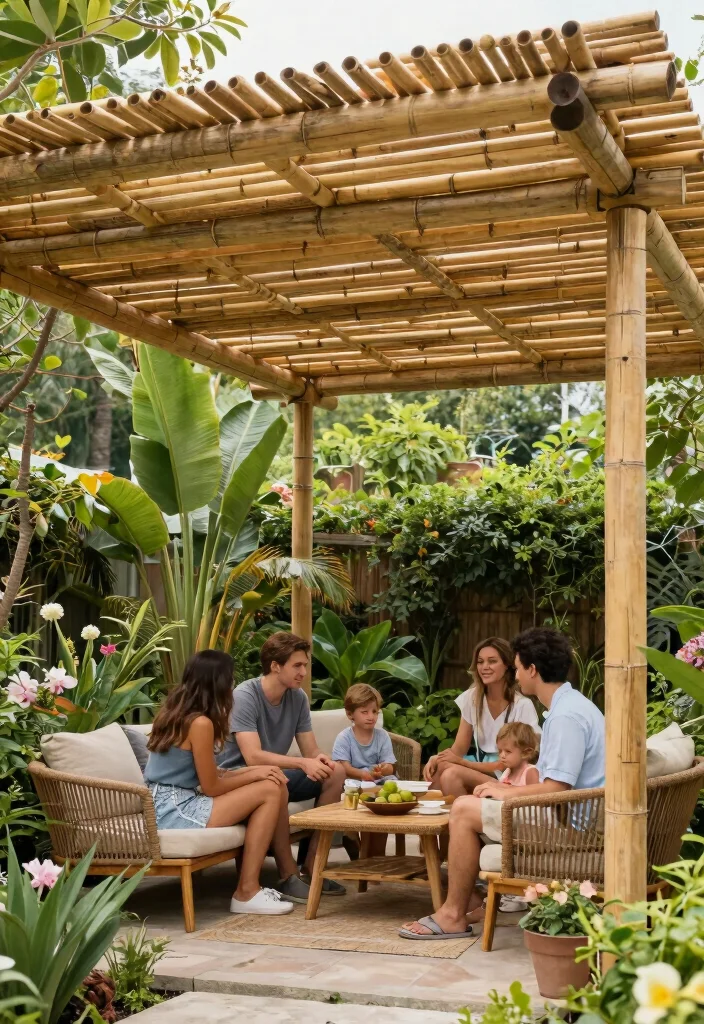 15 Pergola Roofing Ideas That Add Shade & Style 55 15 Pergola Roofing Ideas That Add Shade & Style - 15. Sustainable Bamboo Roofing 1