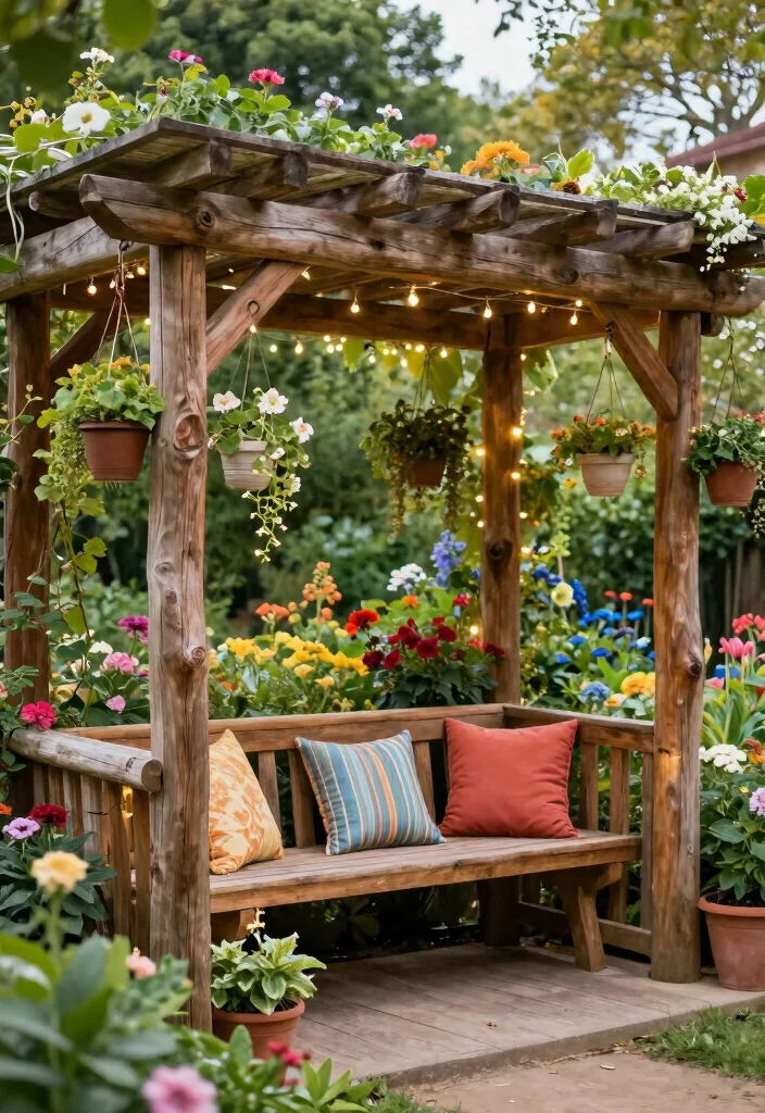15 Pergola Roofing Ideas That Add Shade & Style 4 15 Pergola Roofing Ideas That Add Shade & Style - 4. Rustic Wooden Beams 1