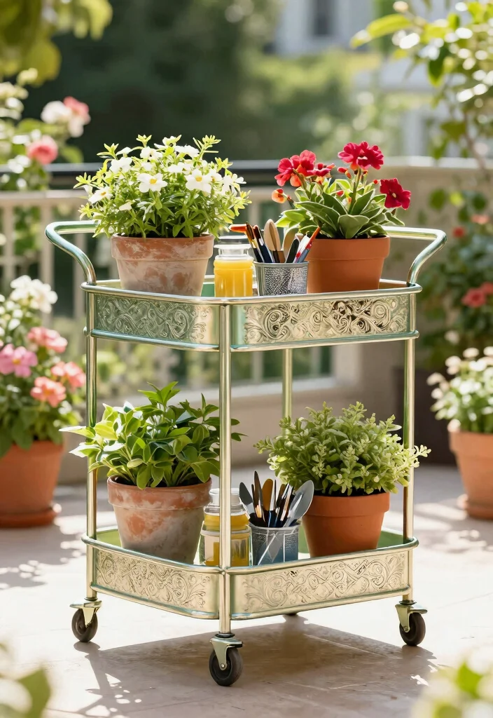 15 Terrace Storage Ideas That Maximize Small Spaces 64 15 Terrace Storage Ideas That Maximize Small Spaces - 14. Decorative Storage Carts 1